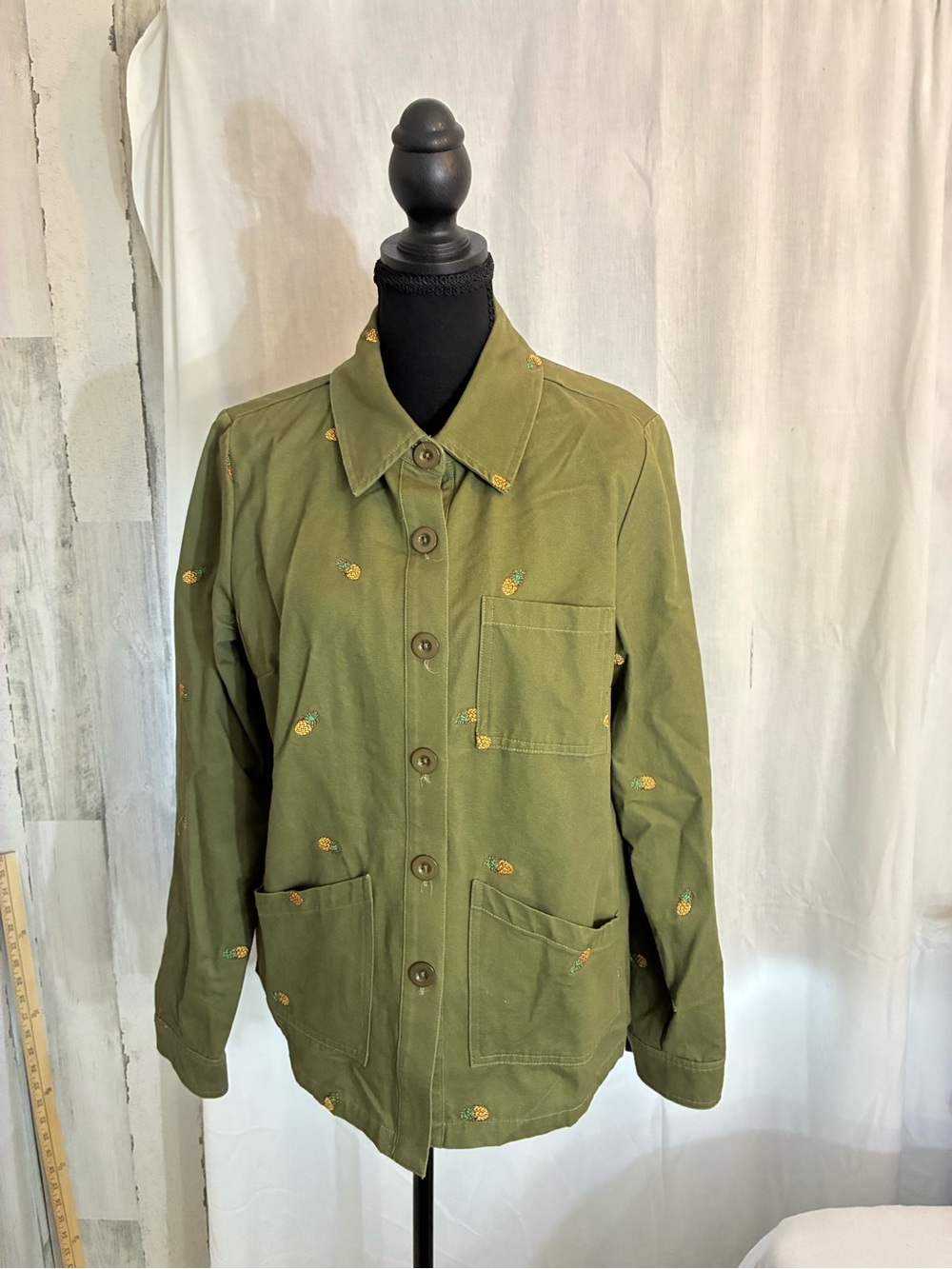 Olive Green Embroidered Bomber Jacket